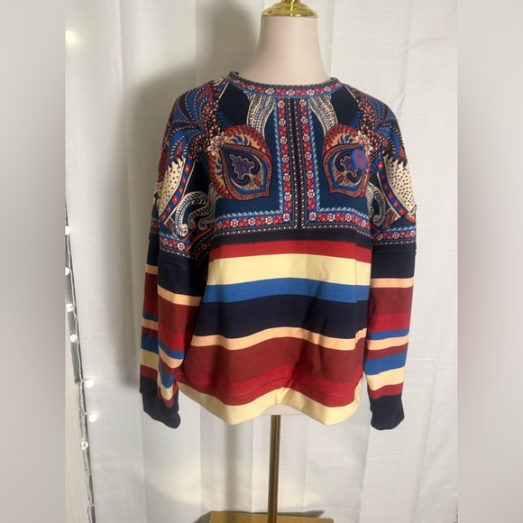 Farm Rio Boho Paisley Striped Sweatshirt Pullover – Size M - Picture 10 of 10
